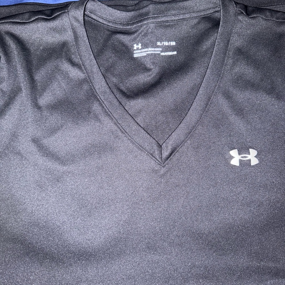 Under Armour Black V-Neck Performance Tee with White Logo